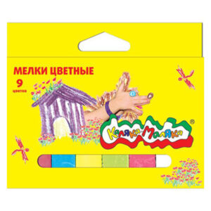 Мел цветной 9шт d-12мм Каляка Маляка МЦКМ09 картонная коробка европодвес