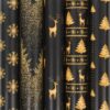 Бумага упаковочная новогодняя 70х100 см ЗОЛОТАЯ СКАЗКА Black&Gold , 5 дизайнов, 70 г/м2, 591584 2 Бумага упаковочная новогодняя 70х100 см ЗОЛОТАЯ СКАЗКА Black&Gold , 5 дизайнов, 70 г/м2, 591584