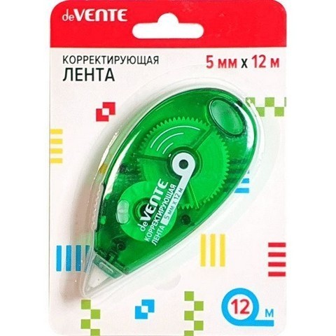 Корректирующая лента 5мм*12м deVENTE 4062108 зел корп 1 Корректирующая лента 5мм*12м deVENTE 4062108 зел корп