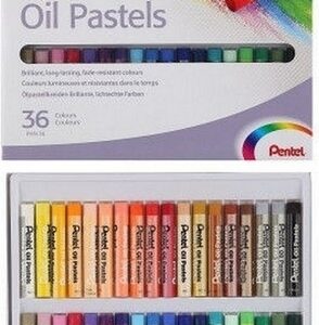Пастель масляная художественная PENTEL Oil Pastels , 36 цветов, круглое сечение, картонная упаковка, PHN4-36