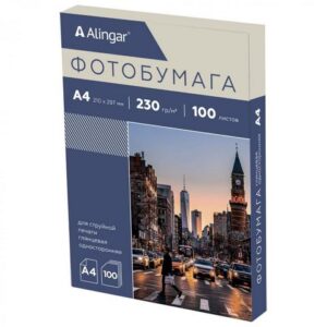 Фотобумага А4 180г/м2 010л. глянцевая односторонняя Alingar, AL11091
