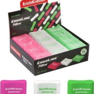 Ластик прямоугольный 33*21*10 ErgoLine Pillow каучук Erich Krause 44477 ассорти 3 вида