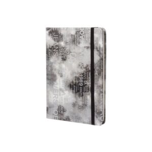 Записная книжка, А7, Alingar, 7БЦ, ПВХ (печать на мокром шелке), на резинке, клетка, 96 л., Трендовые надписи , серый, AL9307