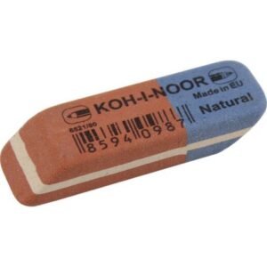 Ластик KOH-I-NOOR 6521/80, 42х14х8 мм, красно-синий, прямоугольный, скошенные края, натуральный каучук, 6521080006KDRU