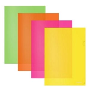 Папка-уголок пластиковая ErichKrause® Glossy Neon, A4, полупрозрачная, ассорти