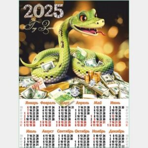 Календарь-магнит на картоне Символ года Змея 2025 № 01198