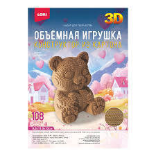 Конструктор, картонный, 108 деталей, Мишка с сердечком, Объемная игрушка, Lori, Нг-015