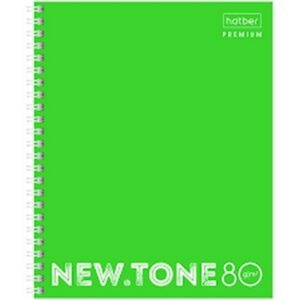 Тетрадь А5 80л Hatber спираль NEWtone Neon Лайм, клетка, обложка- мелованный картон, глянцевая