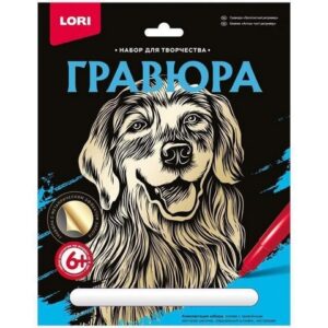 Гравюра Lori 18*24см золото Золотой ретривер