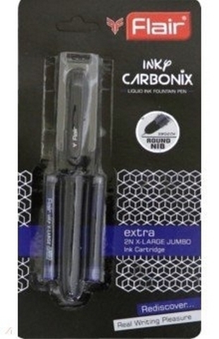 Ручка перьевая FLAIR CARBONIX INKY , пластик, с 2мя капсулами XL в блистере, синяя F-1365 BL/син.) 1 Ручка перьевая FLAIR CARBONIX INKY , пластик, с 2мя капсулами XL в блистере, синяя F-1365 BL/син.)