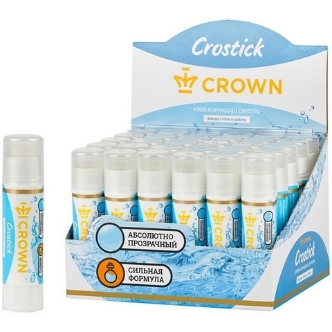 Клей-карандаш Crown Crystal , 08г, кристально-чистый 1 Клей-карандаш Crown Crystal , 08г, кристально-чистый
