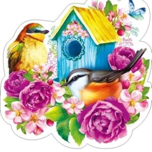 Украшение на скотче Скворечник с цветами 3000942