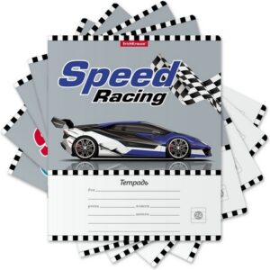 Тетрадь 24л., клетка, Erich Krause Speed Racing , скрепка, мелованный картон