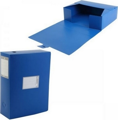 Короб архивный пластик 100мм выруб застежка BA100/08blue син 816195 1 Короб архивный пластик 100мм выруб застежка BA100/08blue син 816195