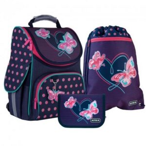 Ранец школьный Kite Education Cute Butterflies 35*25*13см сине-розовый в горошек K21-501S-3