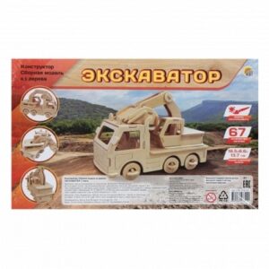 Конструктор деревянный сборная модель Рыжий кот 2 BIG Экскаватор СМ-1016-А4