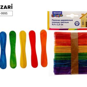 Палочки MAZARI деревянные плоские 9,4х1,5 см, 50 шт, ОПП-уп (M-9996) (12/240)
