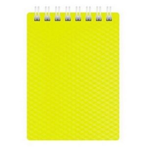 Блокнот ХАТБЕР А7 DIAMOND NEON ЖЕЛТЫЙ , 80л, клетка, пласт., обл., гребень (1/60) (80Б7B1гр_02037)