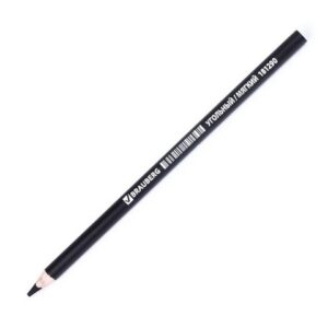 Карандаш угольный BRAUBERG ART CLASSIC, ТВЕРДЫЙ, круглый, корпус черный, заточенный, 18129