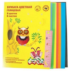 Бумага цветная А4 мелов 8л 8цв Каляка