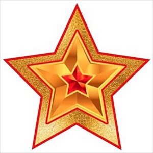 Украшение на скотче Праздник 065 9 Мая- Звезда, 96*96мм, вспененный скот, глянцевый уф-лак.