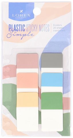 Закладки самоклеящиеся Lorex Plastic simple 45*25мм, 6цв*20л пластик, пластиковая подложка для закрепления на кольца тетради, европодвес, пакет 1 Закладки самоклеящиеся Lorex Plastic simple 45*25мм, 6цв*20л пластик, пластиковая подложка для закрепления на кольца тетради, европодвес, пакет