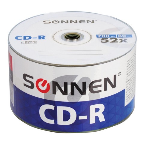 Диски CD-R SONNEN 700 Mb 52x Bulk, КОМПЛЕКТ 50 шт., 512571 1 Диски CD-R SONNEN 700 Mb 52x Bulk, КОМПЛЕКТ 50 шт., 512571