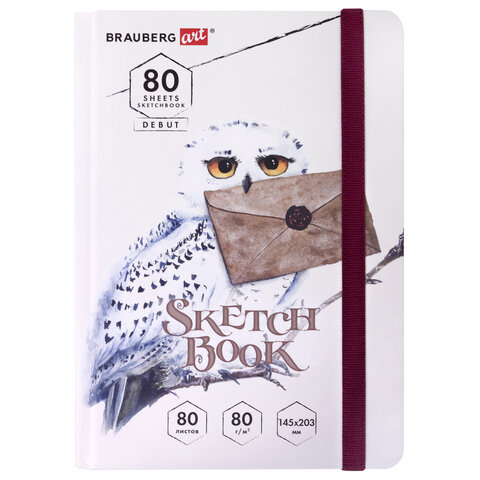 Скетчбук, белая бумага 80 г/м2, 145х203 мм, 80 л., резинка, твердый, BRAUBERG ART DEBUT Хогвартс , 114581 1 Скетчбук, белая бумага 80 г/м2, 145х203 мм, 80 л., резинка, твердый, BRAUBERG ART DEBUT Хогвартс , 114581