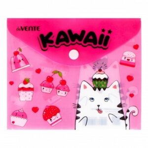 Папка-конверт на кноп А6 (140*170мм) 0,15мм deVENTE Sweet kitty 3071577 непрозрачная с рисунком