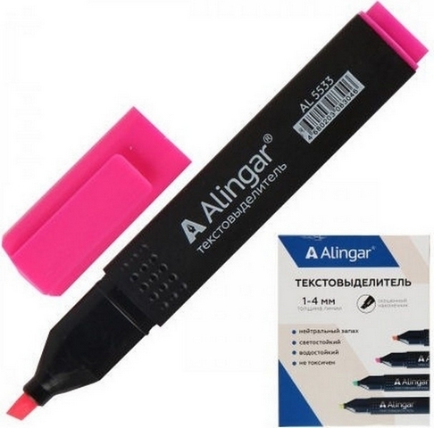 Текстовыделитель 1-4мм Alingar AL5533 розовый 1 Текстовыделитель 1-4мм Alingar AL5533 розовый