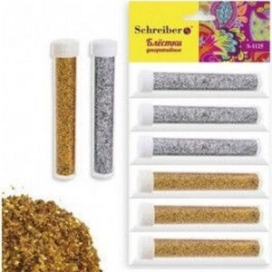 Блестки декоративные Schreiber 8г золото-серебро, пластиковая туба, европодвес
