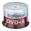 Диск DVD+R (плюс) SONNEN 4,7 Gb 16x Cake Box, КОМПЛЕКТ 50 шт.,512577 3 Диск DVD+R (плюс) SONNEN 4,7 Gb 16x Cake Box, КОМПЛЕКТ 50 шт.,512577
