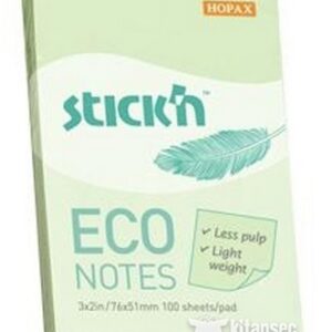 Блок самоклеящийся (стикеры) 76*51мм 100л пастель, ECO, зеленый Hopax