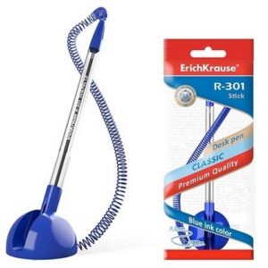 Ручка шар 1,0 наст на липучке син корп Erich Krause R-301 Desk Pen 46434 син
