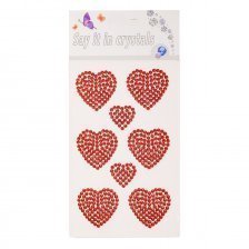 Наклейки-стразы Alingar, акриловые, Red Heart , пакет с европодвесом, AL10160 1 Наклейки-стразы Alingar, акриловые, Red Heart , пакет с европодвесом, AL10160