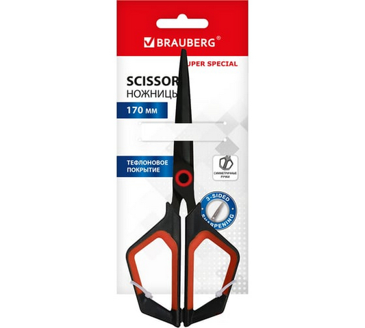Ножницы BRAUBERG Super special , 170 мм, черные, 3-сторонняя заточка, тефлоновое покрытие, 238848 1 Ножницы BRAUBERG Super special , 170 мм, черные, 3-сторонняя заточка, тефлоновое покрытие, 238848