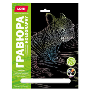 Гравюра Lori 18*24см с эффектом голографии Космонавт, основа с контуром рисунка, штихель, инструкция, стикеры