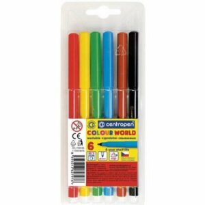 Фломастеры Centropen Colour World 6цв, смываемые, на водной основе, круглые, блистер, европодвес